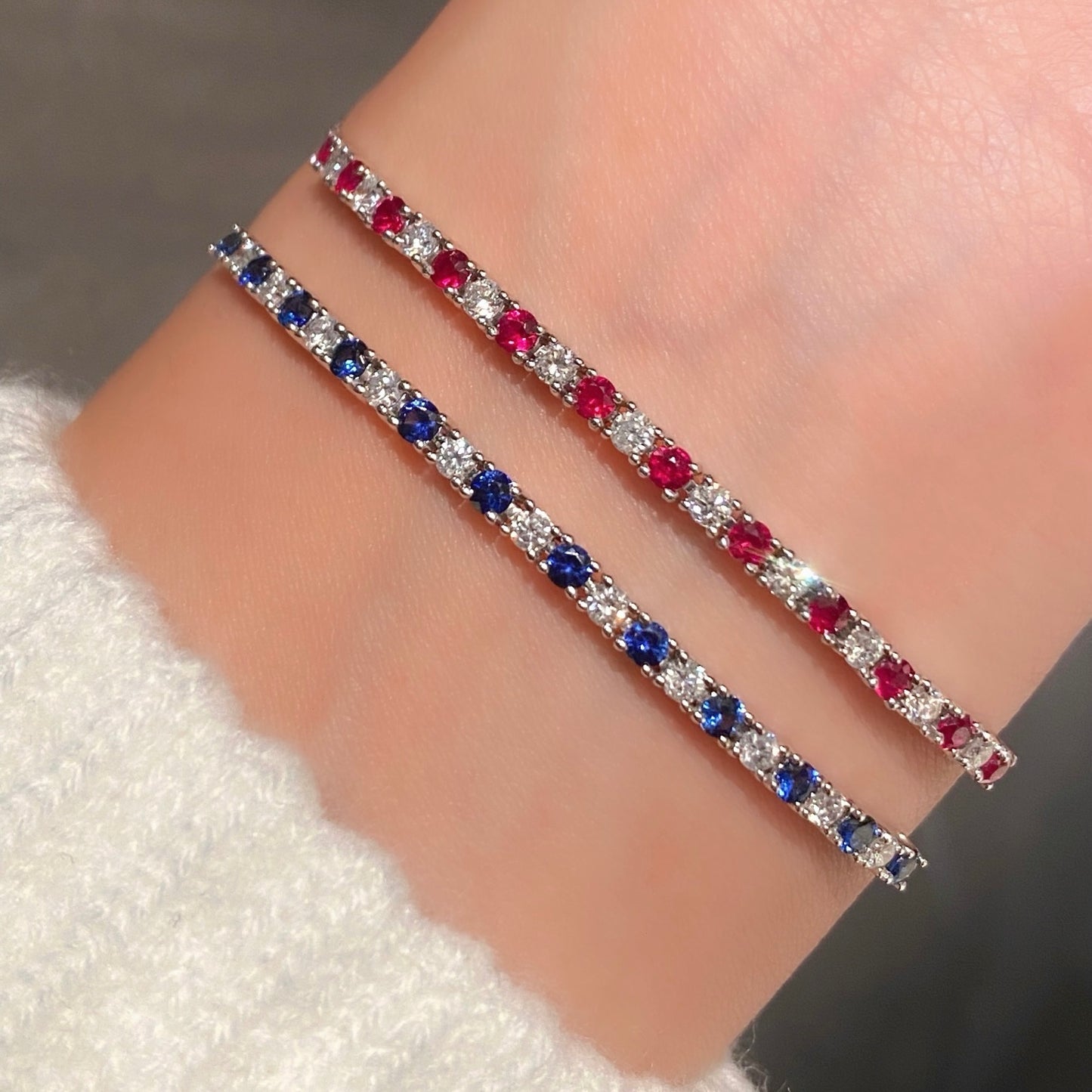 Natural Ruby / Sapphire with Natural Diamond Rings / Bracelets in 18K Gold