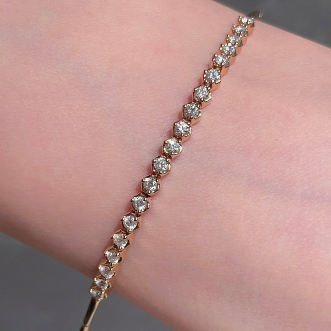 0.55ct Natural Diamond Honeycomb Bracelet in 18K Gold