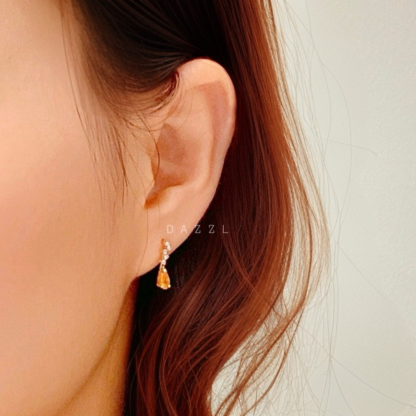 Pear-Shaped Natural Spessartine with Natural Diamond Earrings in 18K Gold