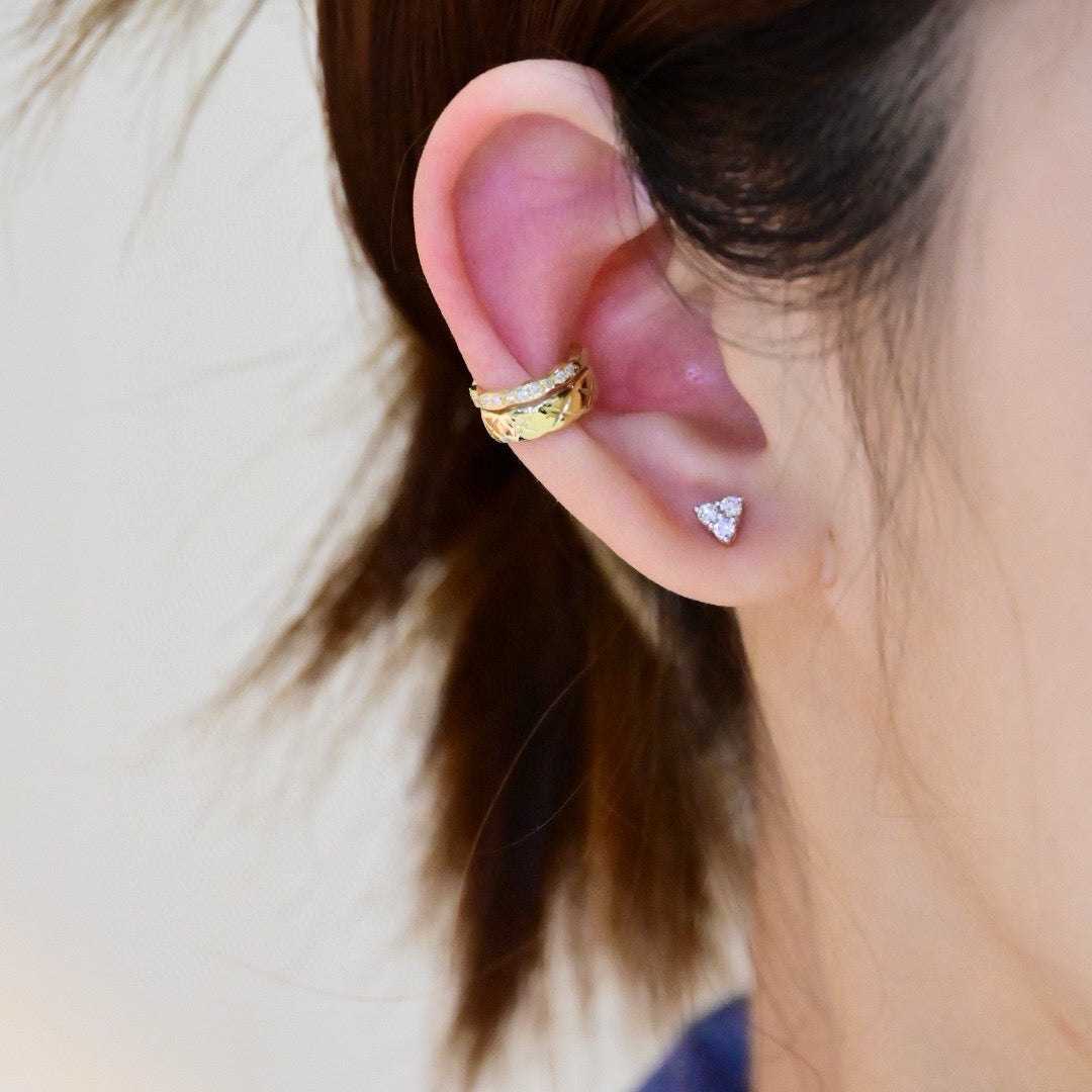 Small Triangle Natural Diamond Earrings in 18K Gold