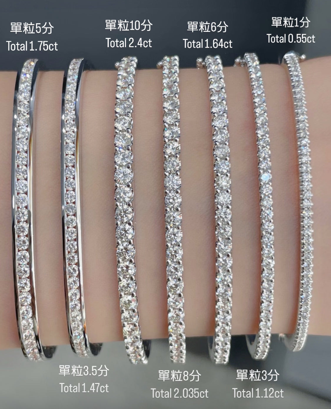 Natural Diamond Bangle in 18K Gold