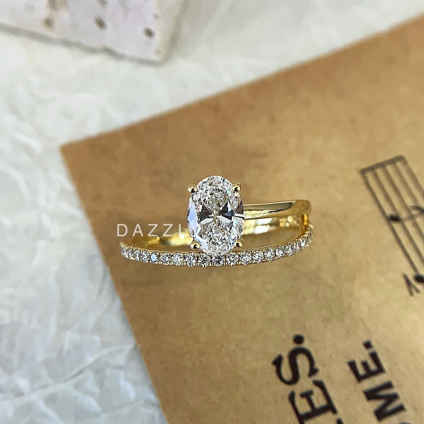 0.65ct Oval Cut Lab-Grown Diamond Ring in 18K Gold