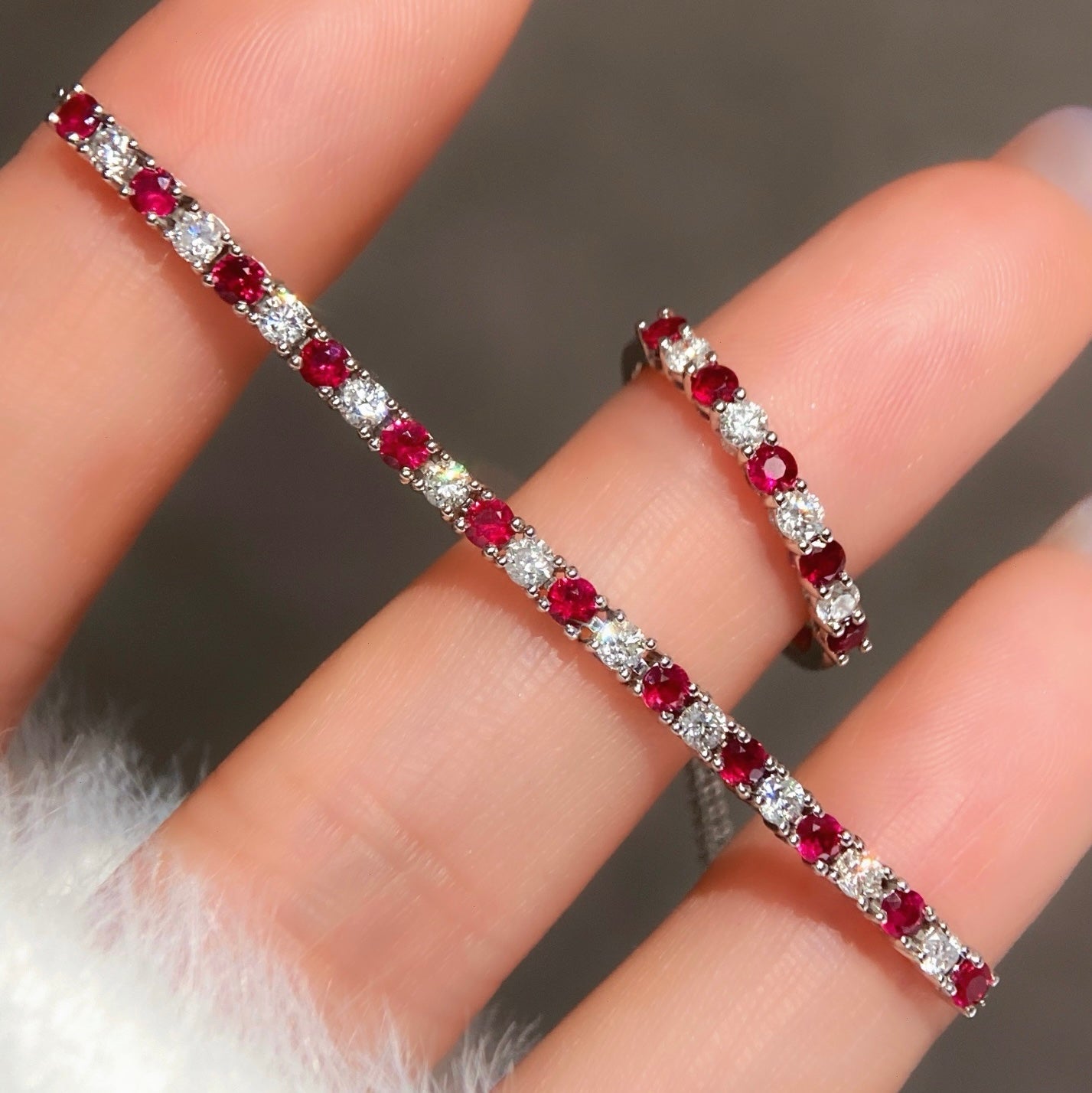 Natural Ruby / Sapphire with Natural Diamond Rings / Bracelets in 18K Gold