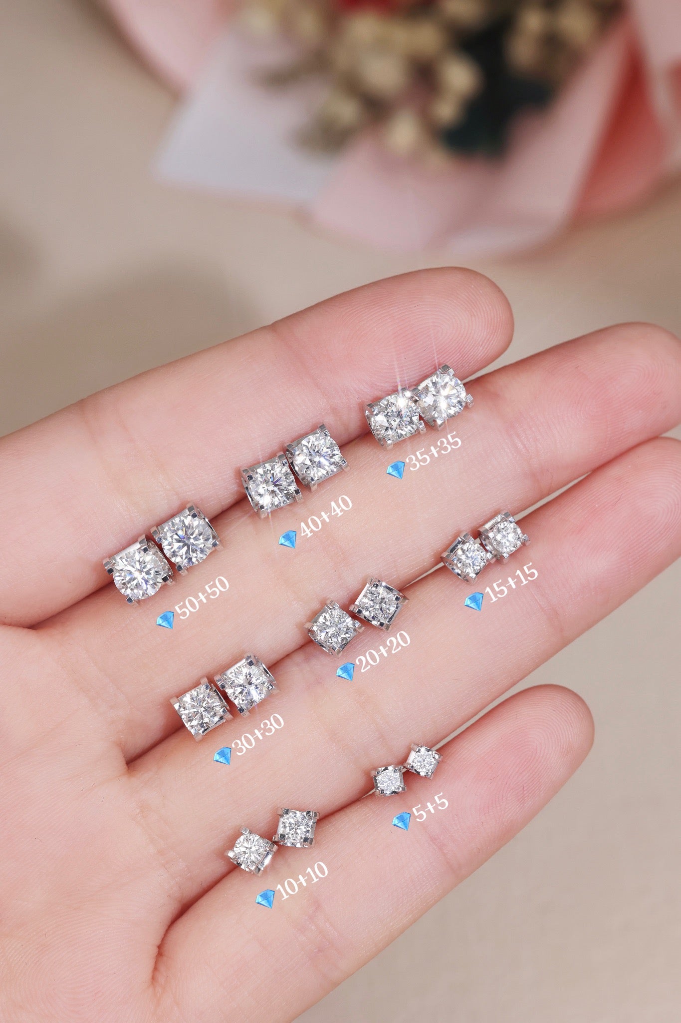 18K Gold Classic Natural Diamond Earrings