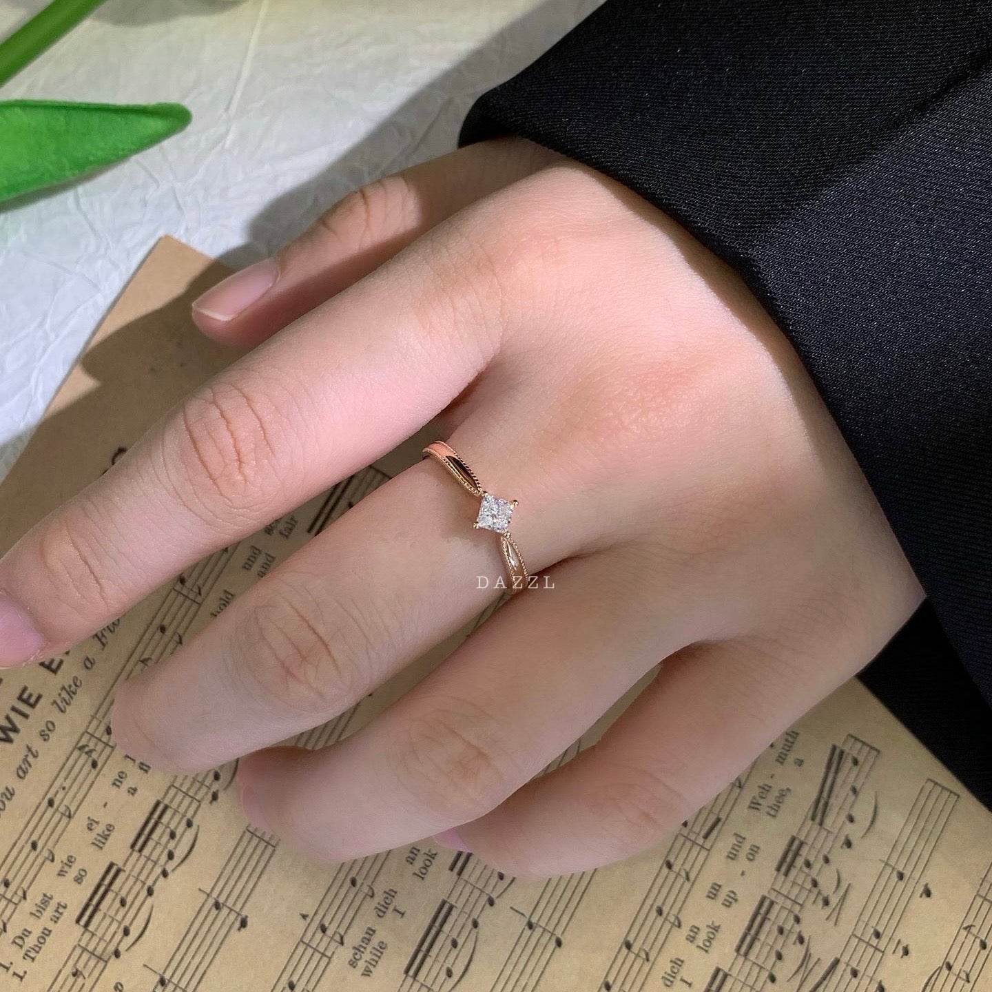 0.28ct Princess-Shaped Lab-Grown Diamond Ring in 18K Gold