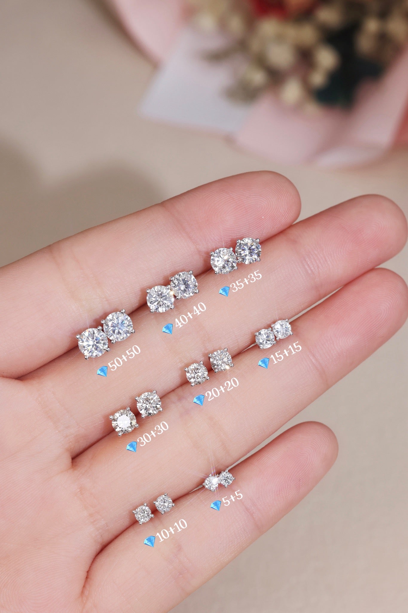 18K Gold Classic Natural Diamond Earrings
