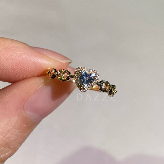 18K Gold Natural Aquamarine Diamond Ring