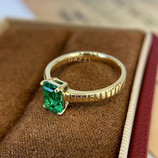 1ct Emerald Lab-Grown Diamond Ring in 18K Gold