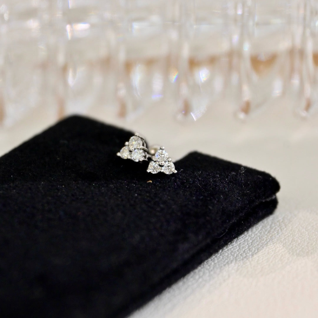 Small Triangle Natural Diamond Earrings in 18K Gold