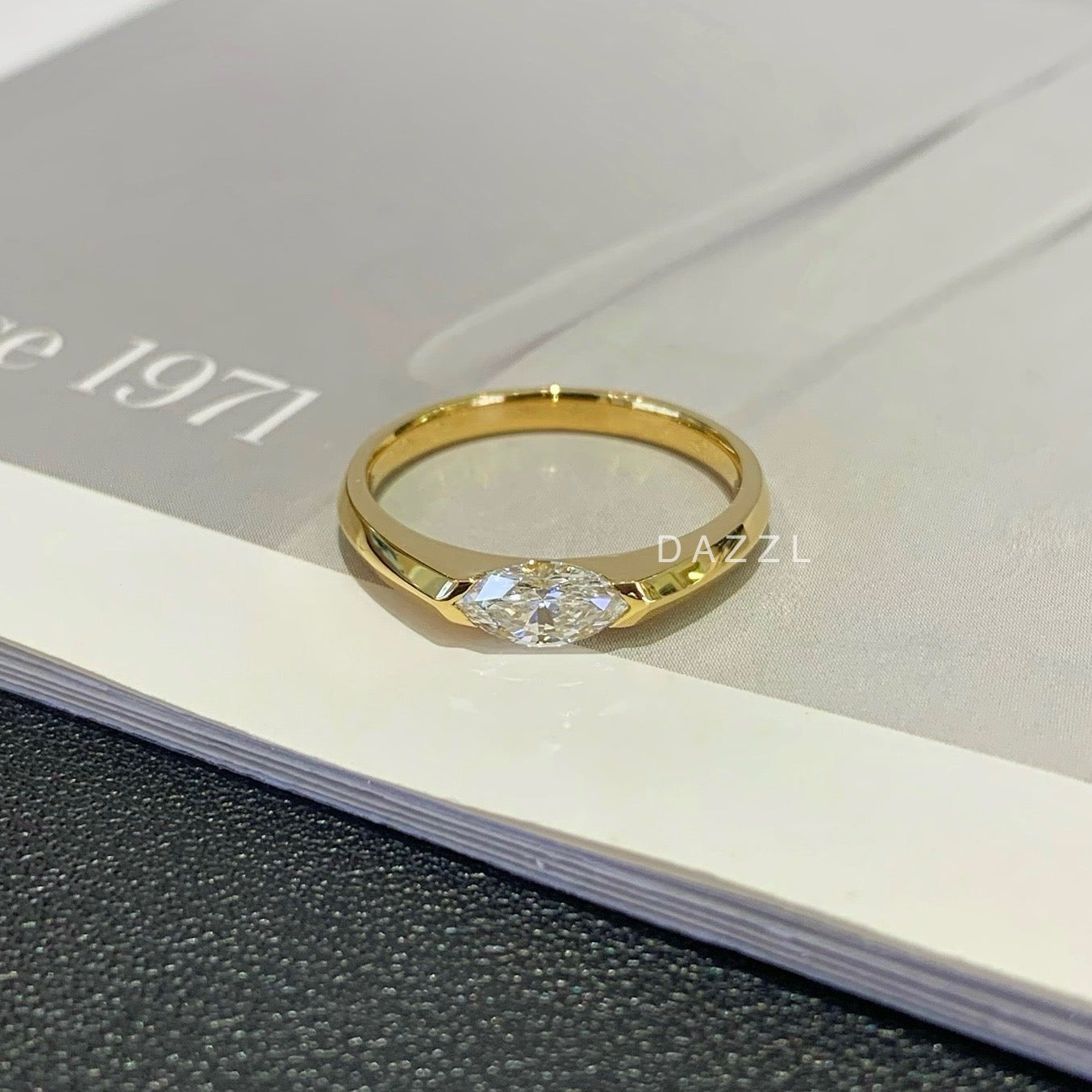 0.50ct Marquise Cut Lab-Grown Diamond Ring in 18K Gold
