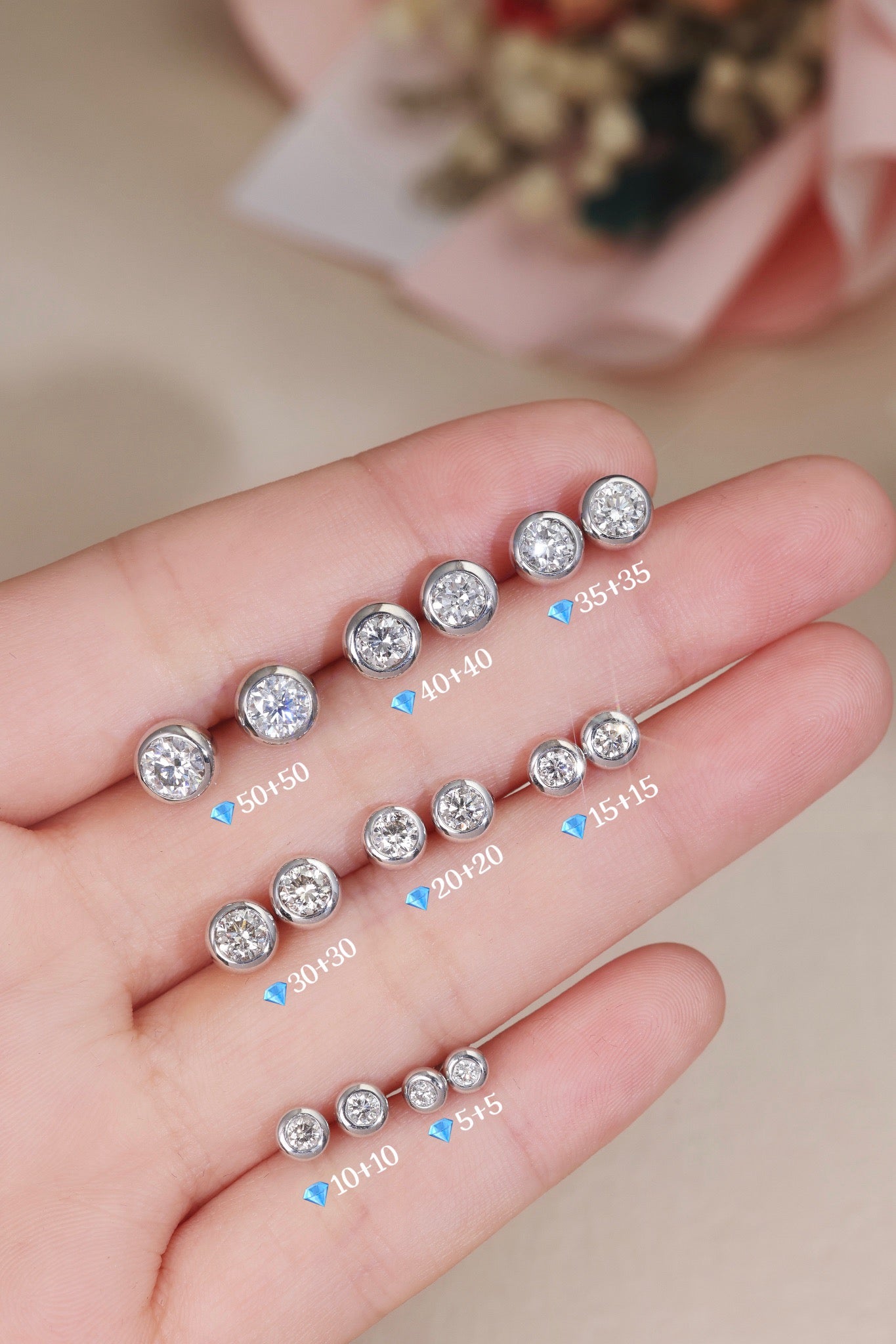 18K Gold Classic Natural Diamond Earrings