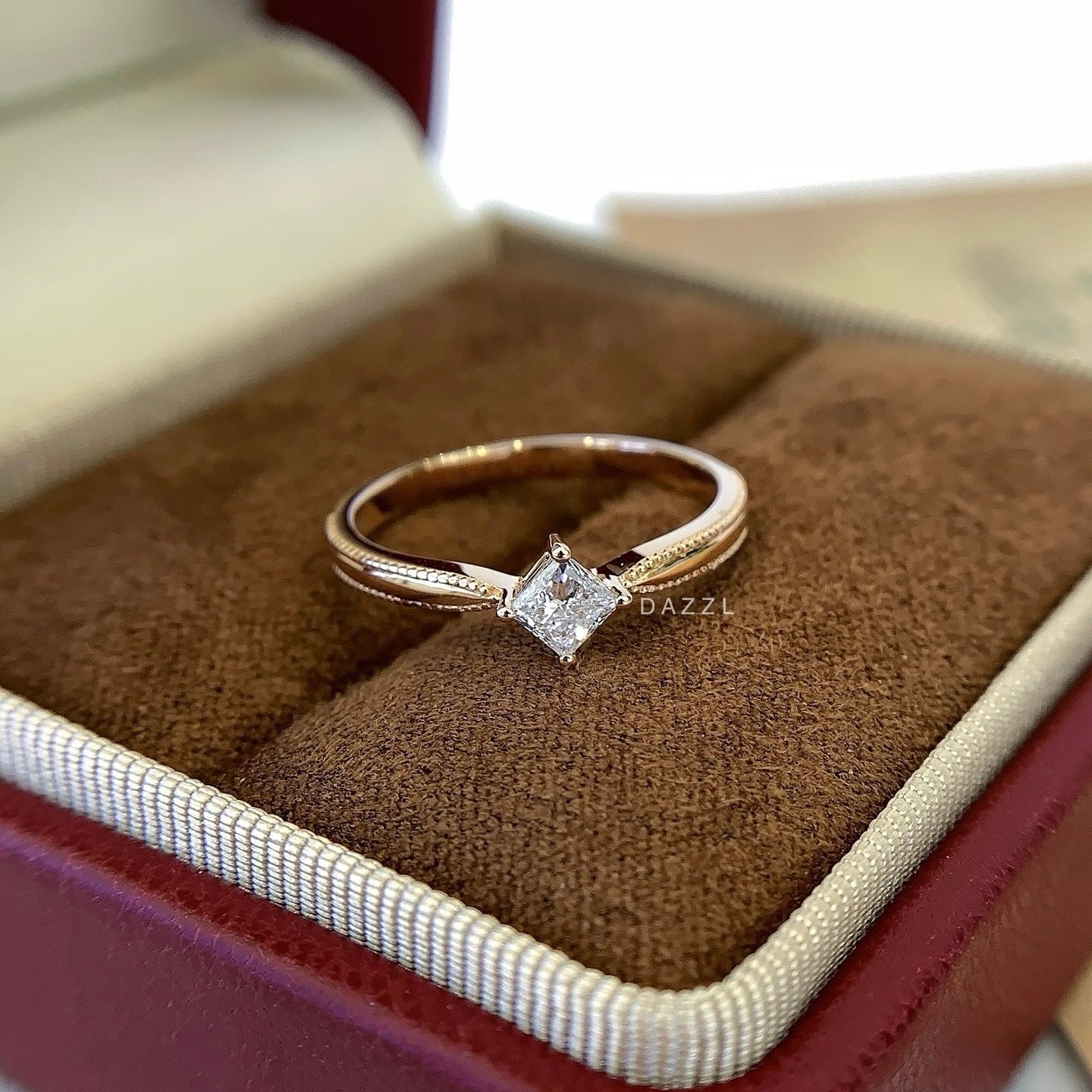 0.28ct Princess-Shaped Lab-Grown Diamond Ring in 18K Gold