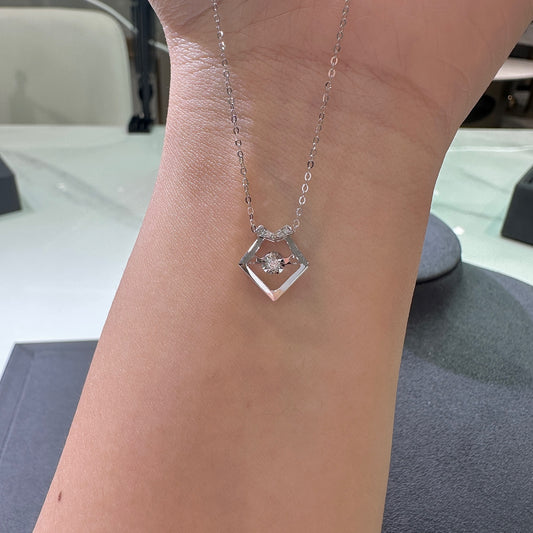 Pentagon Natural Diamond Necklace in 18K Gold