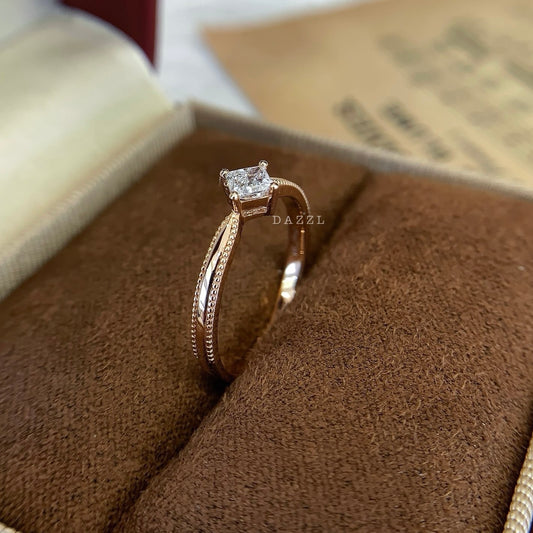 0.28ct Princess-Shaped Lab-Grown Diamond Ring in 18K Gold