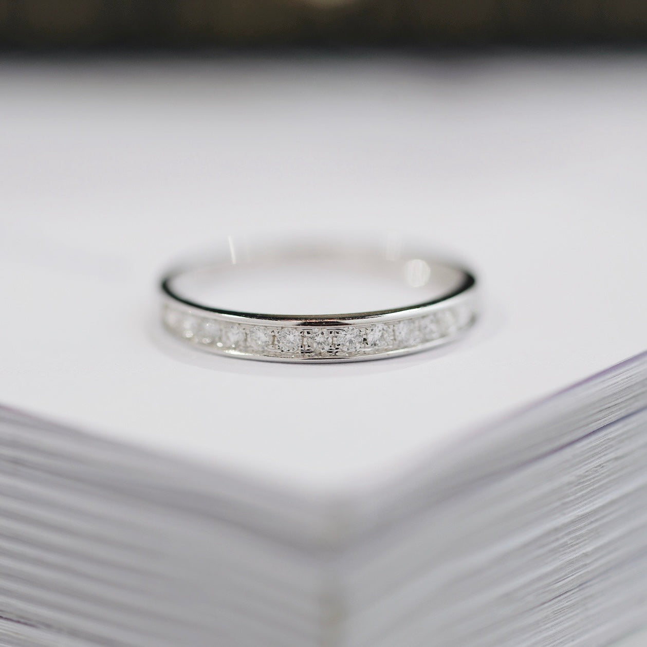 Solitaire/Half Circle Natural Diamond Couple Rings in 18K Gold