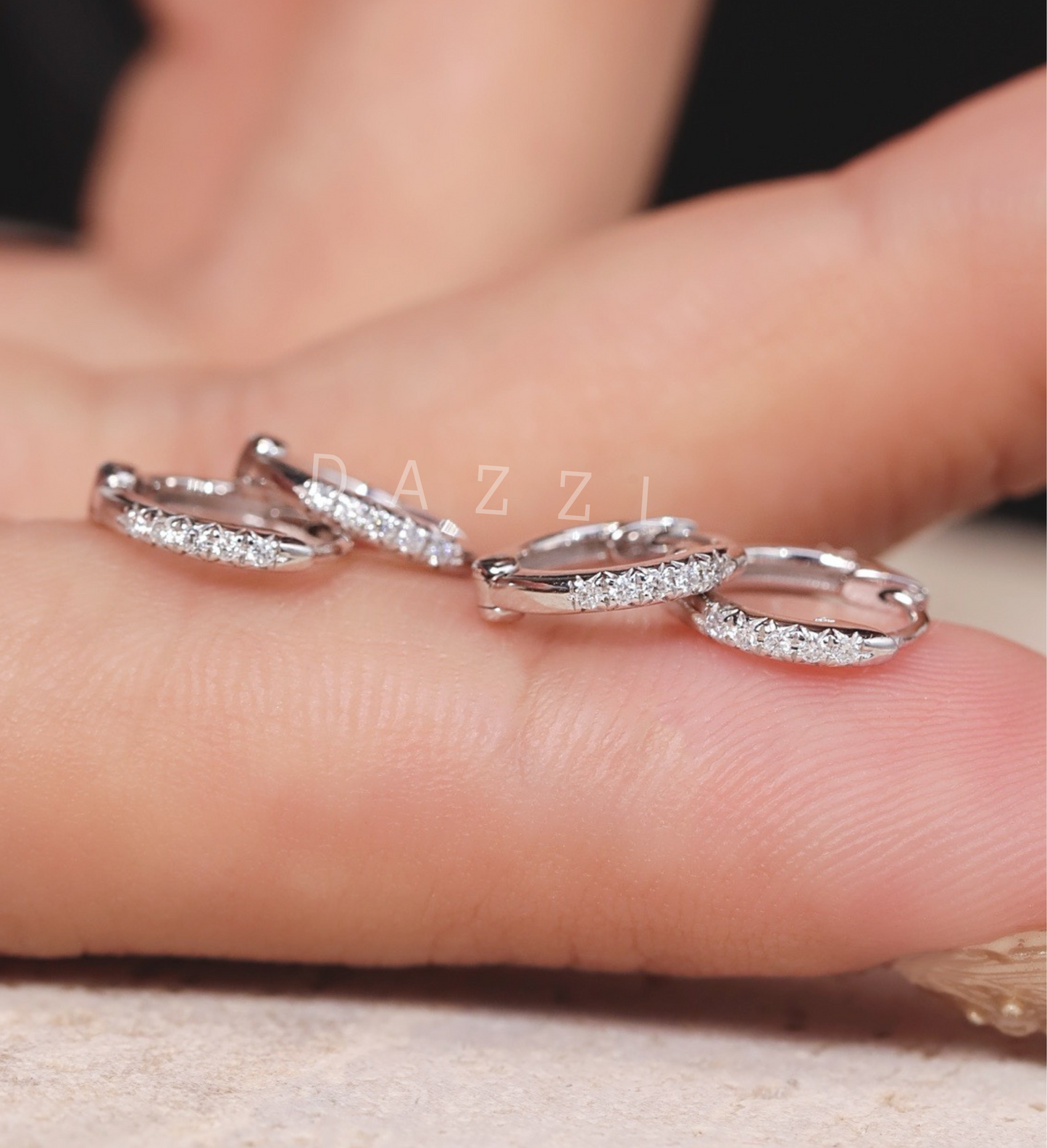 Mini Huggie Hoop Natural Diamond Earrings in 18K Gold