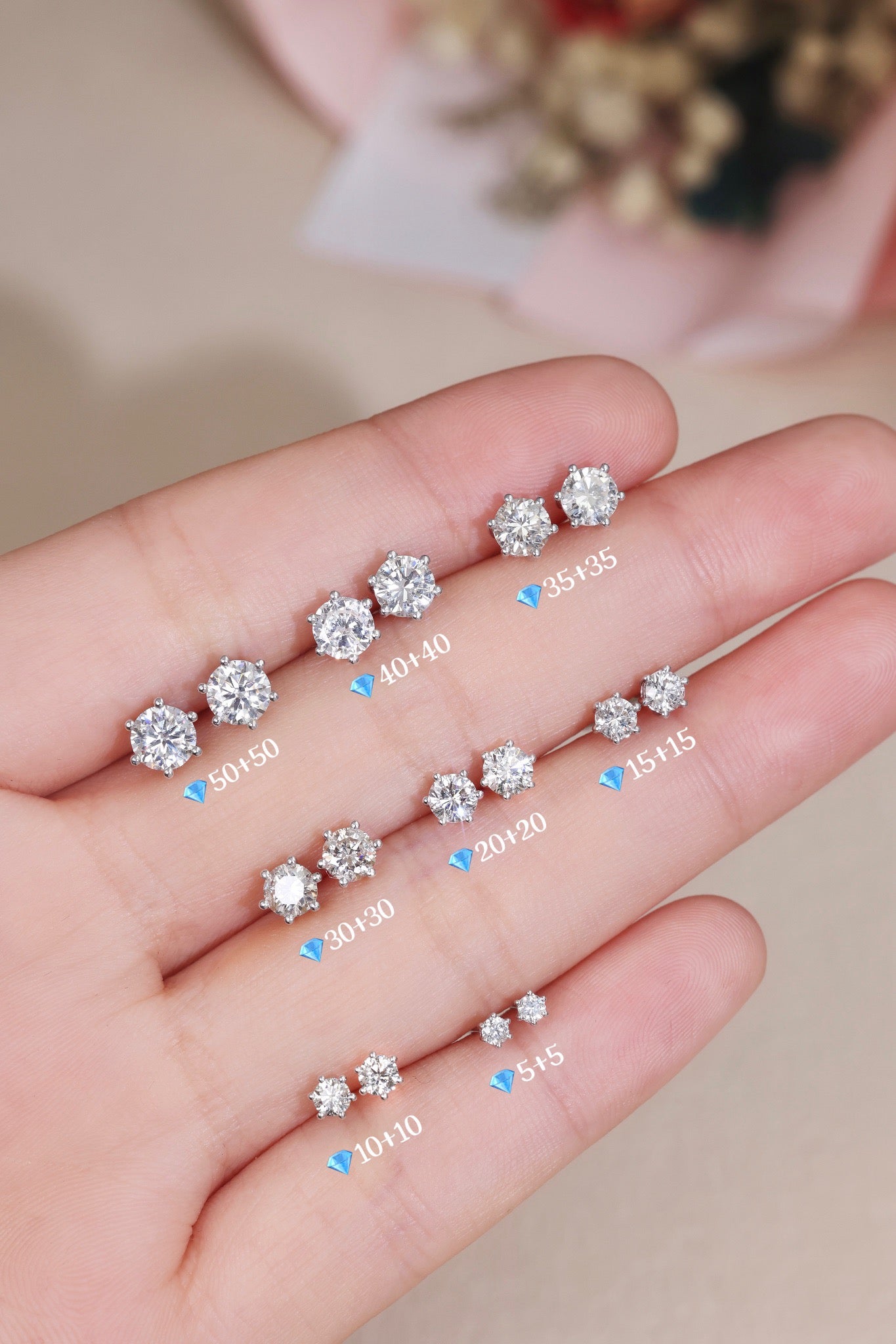 18K Gold Classic Natural Diamond Earrings