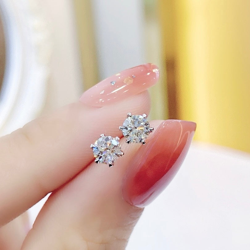 18K Gold Classic Natural Diamond Earrings