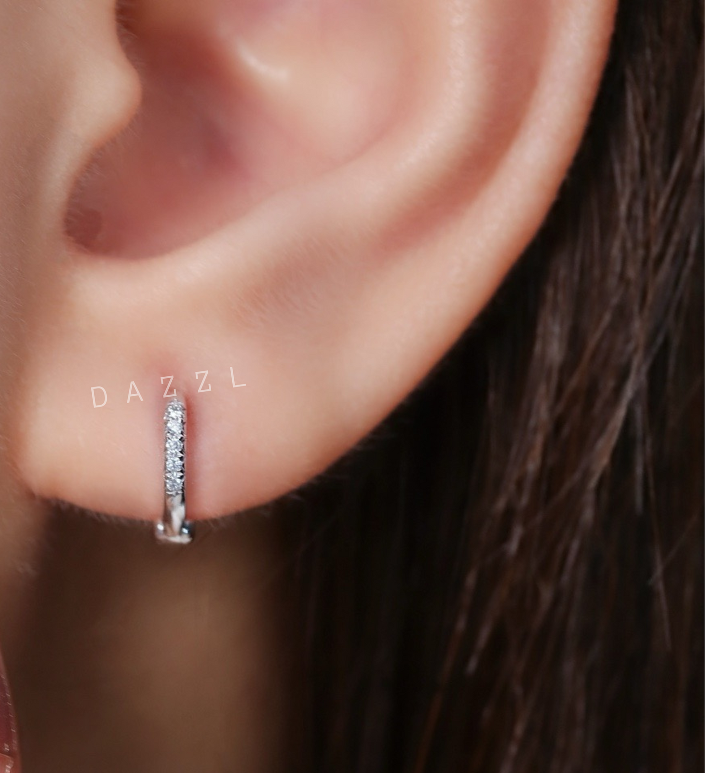 Mini Huggie Hoop Natural Diamond Earrings in 18K Gold