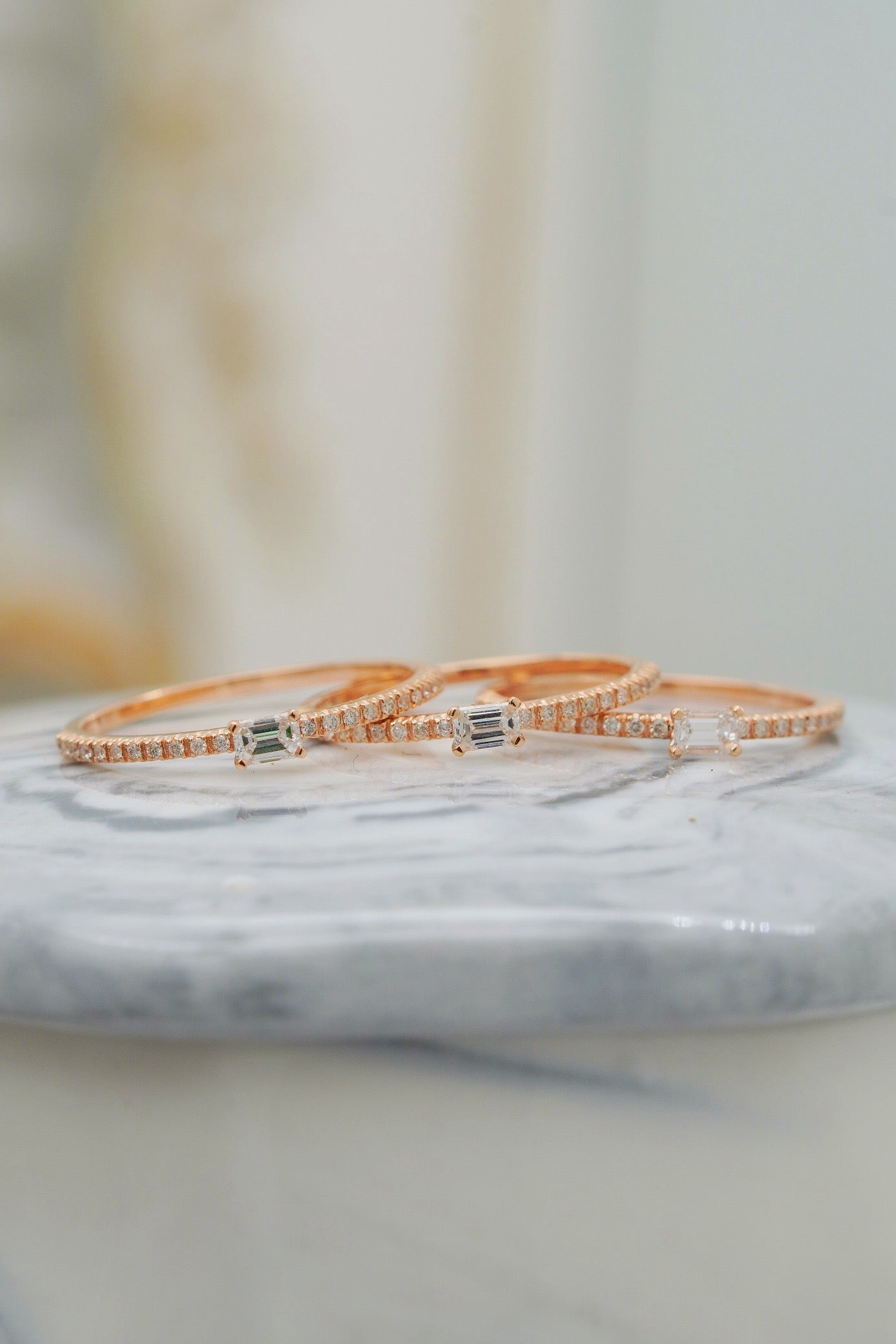 Emerald cut Natural Diamond Eternity Ring in 18K Gold