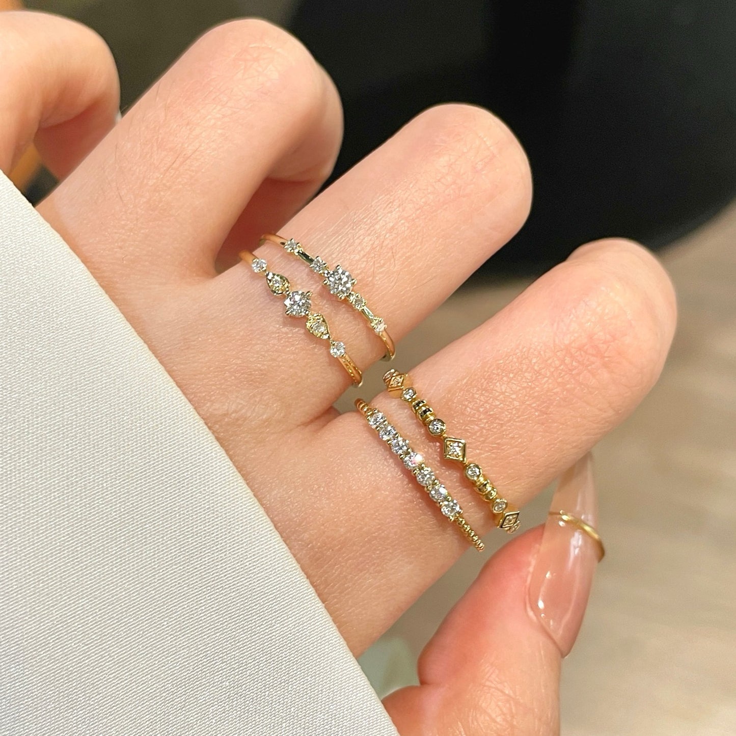 Small Natural Diamond Ring in 18K Gold