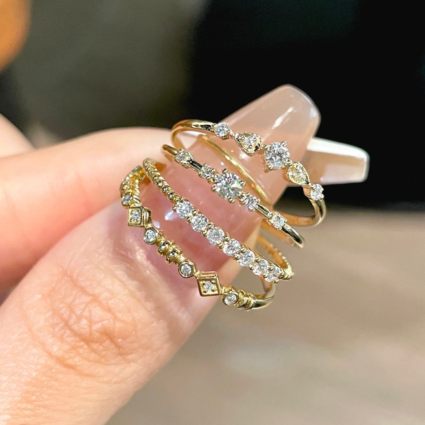 Small Natural Diamond Ring in 18K Gold