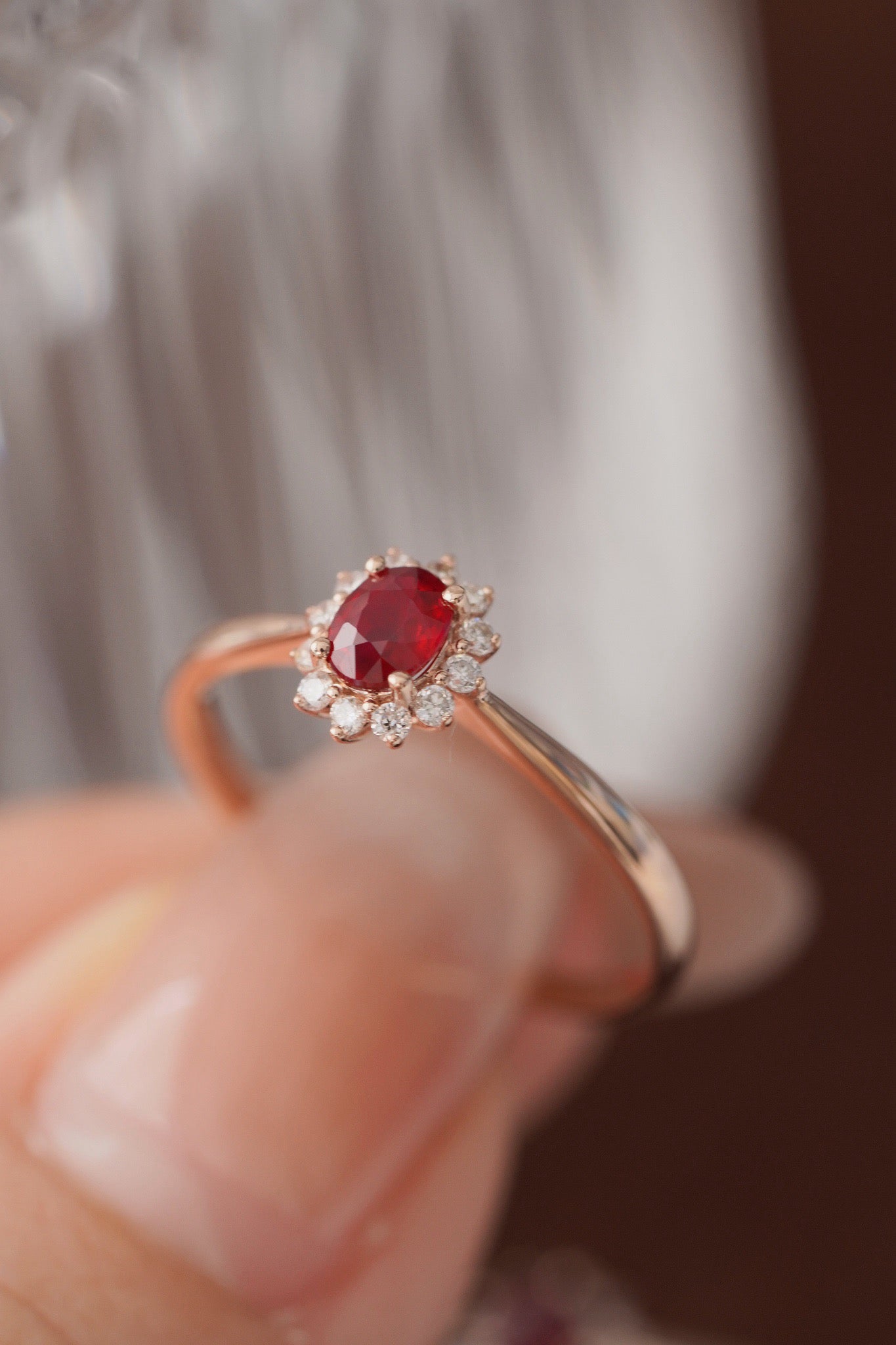 0.30ct Ruby Ring with Natural Diamond in 18K Gold