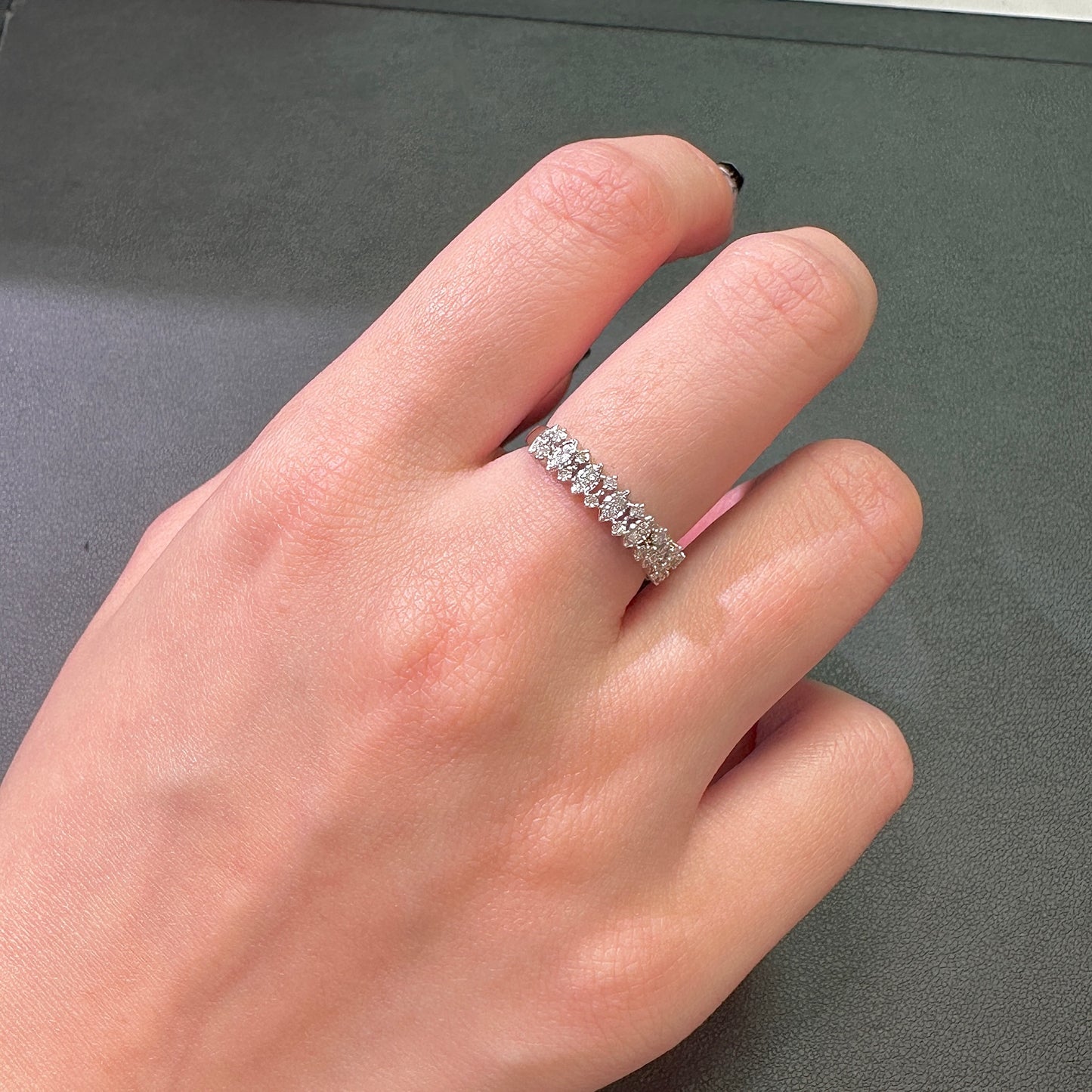 Italian Lace Designed Natural Diamond Ring in 18K Gold