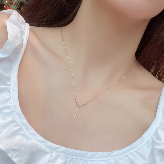 ‘Y’ Natural Diamond Necklace in 18K Gold