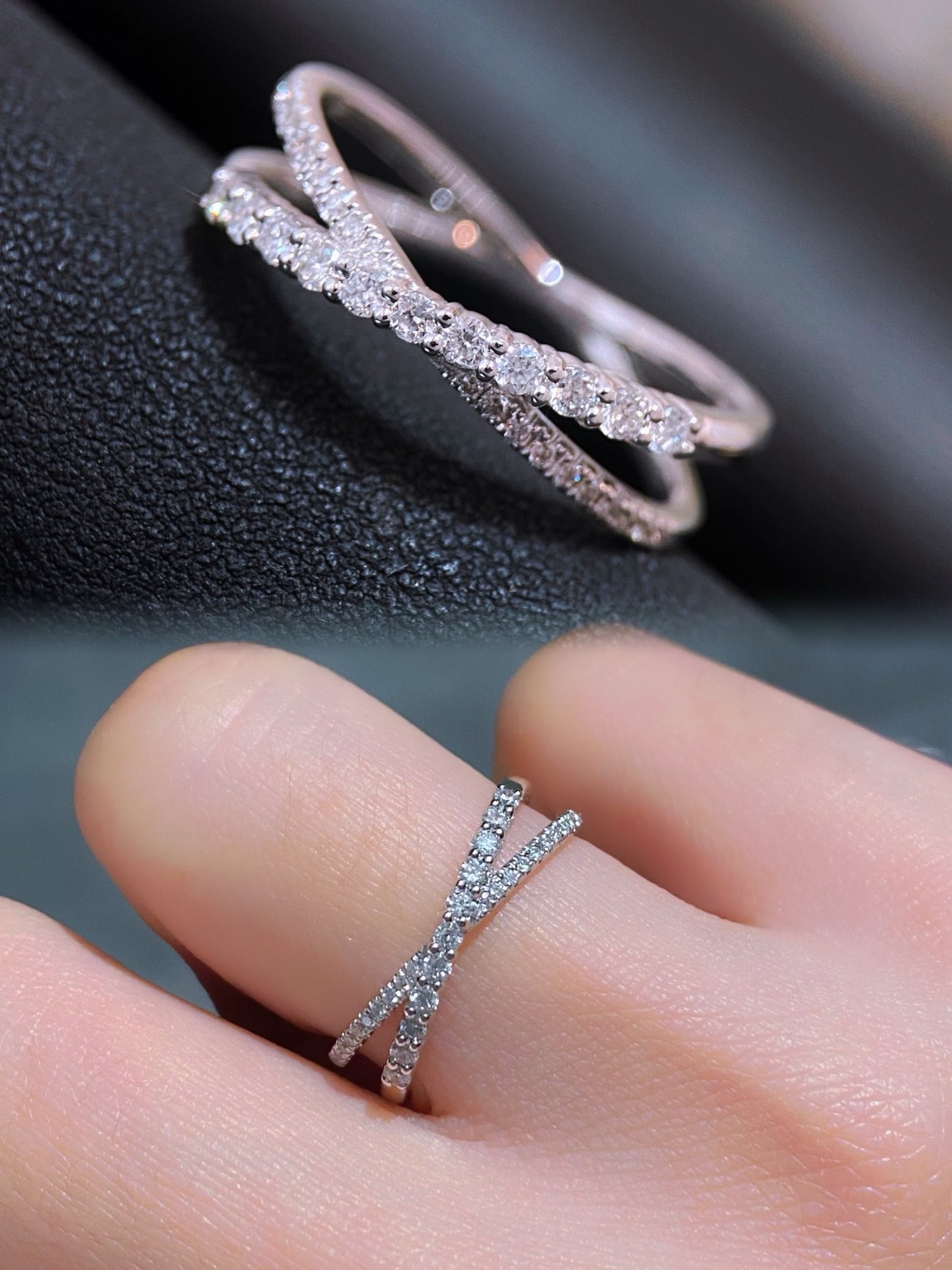 Natural Diamond Cross Ring in 18K White Gold