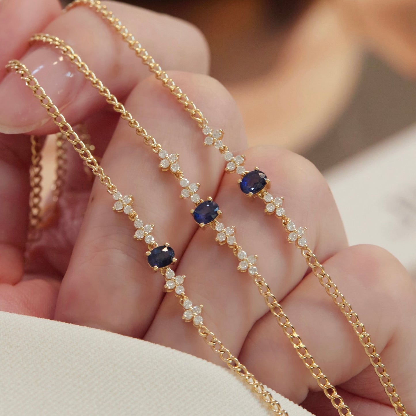 Natural Ruby / Sapphire with Natural Diamond Bracelet in 18K Gold