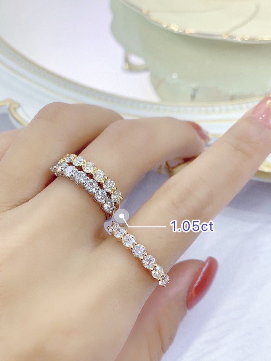 Natural Diamond Eternity Ring with 18K Gold