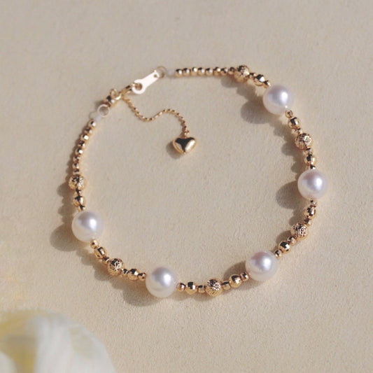 Akoya Golden Ball Seawater pearl Bracelet in 18K Gold