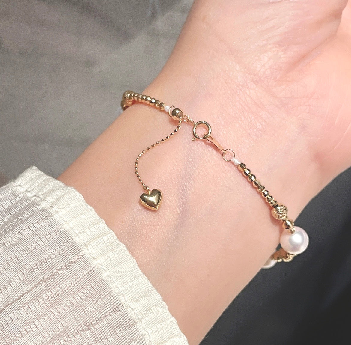 Akoya Golden Ball Seawater pearl Bracelet in 18K Gold