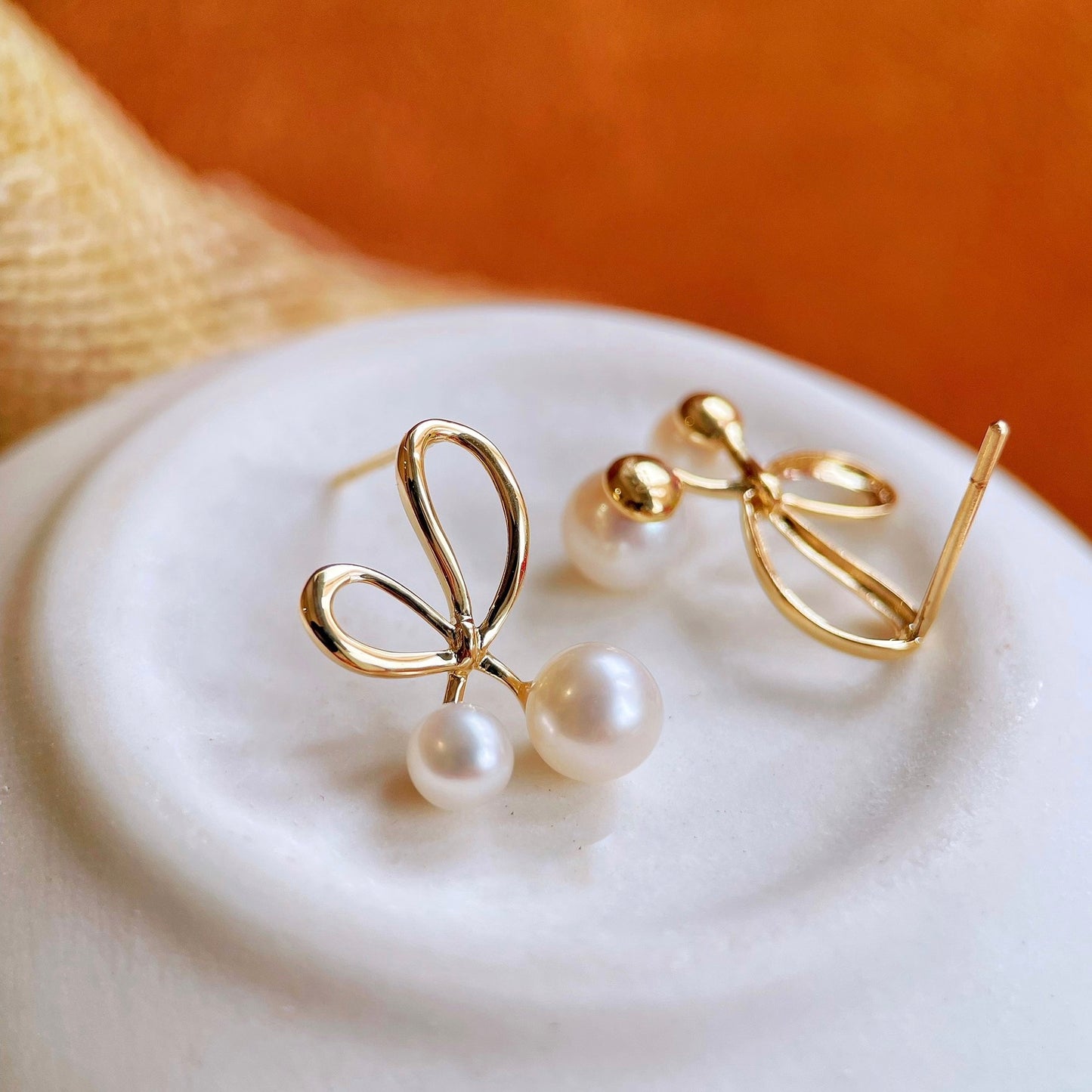 18K Gold Freshwater Pearl Earrings