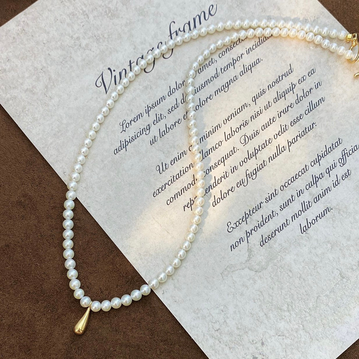 18K Gold Water Drop-Shaped Freshwater Pearl Necklace with OT Buckle