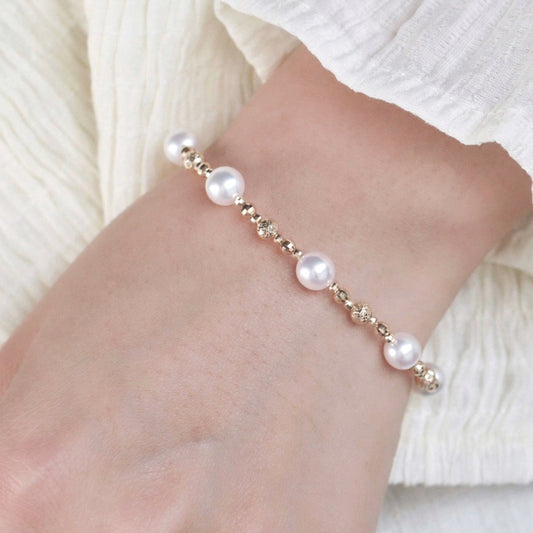 Akoya Golden Ball Seawater pearl Bracelet in 18K Gold