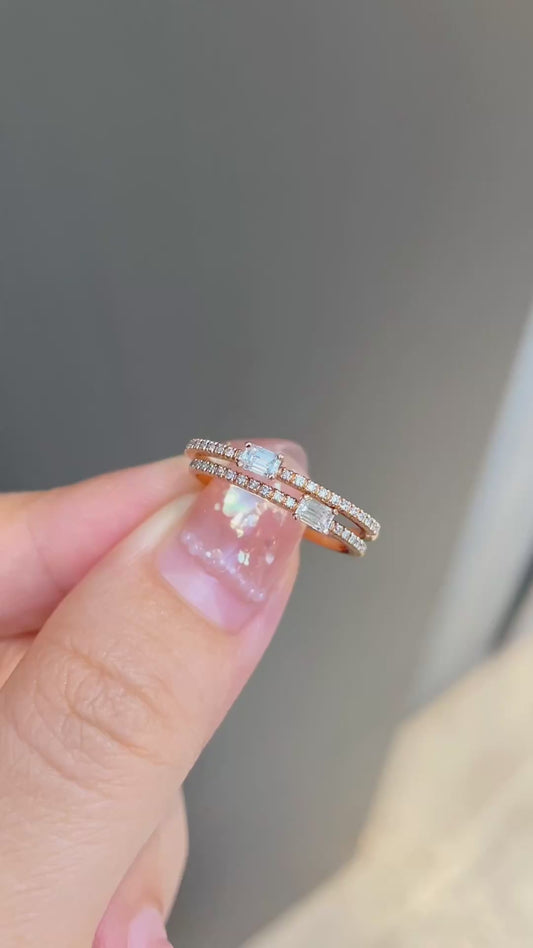 Emerald cut Natural Diamond Eternity Ring in 18K Gold