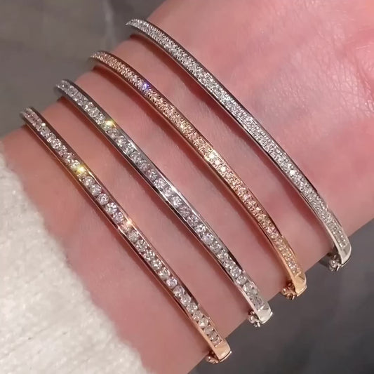 Natural Diamond Bangle in 18K Gold