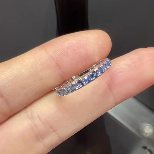 Natural Sapphire Eternity Ring in 18K Gold