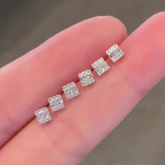 0.16ct Natural Diamond Small Squares in 18K Gold