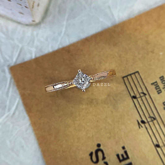 0.28ct Princess-Shaped Lab-Grown Diamond Ring in 18K Gold