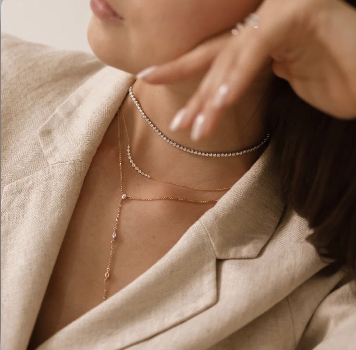 18K金培育鑽石微笑頸鏈￼