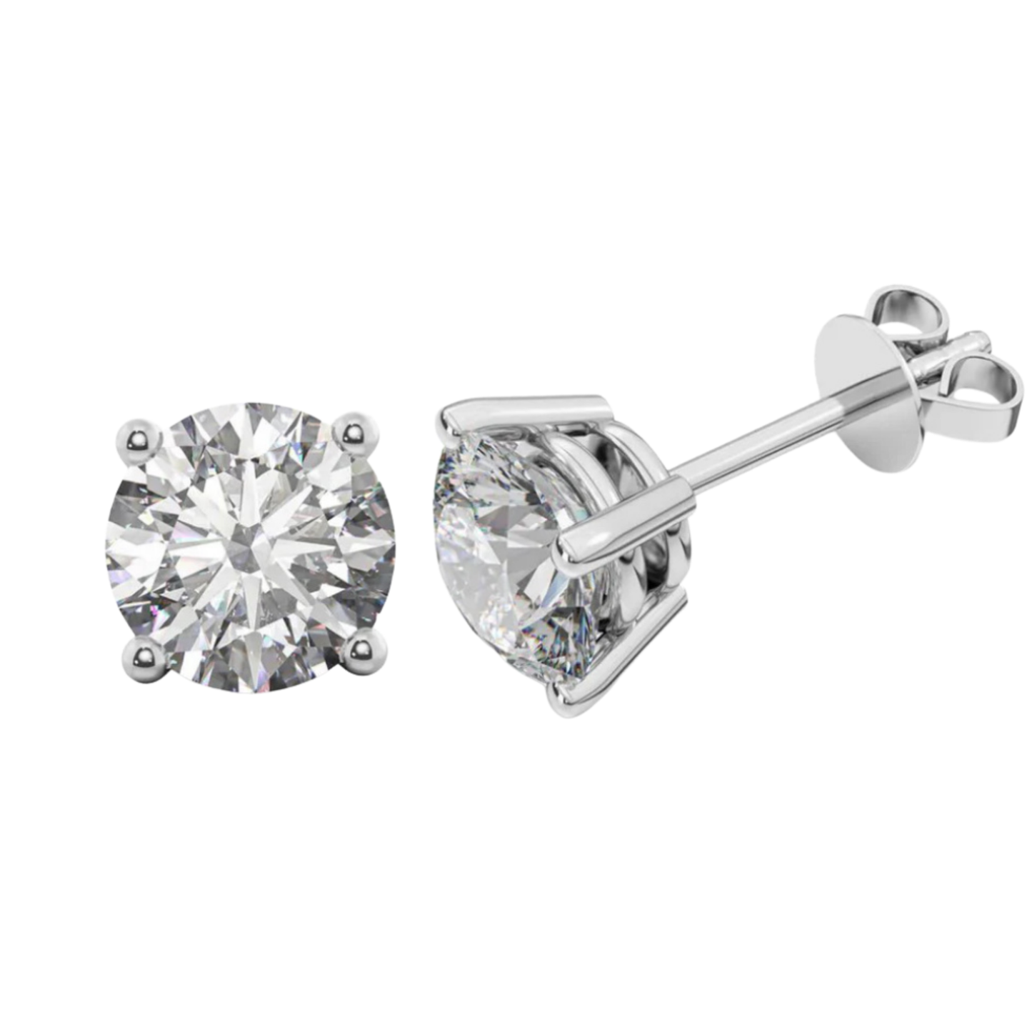 18K金高質培育鑽石耳釘 配18K金耳托