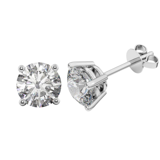 18K金高質培育鑽石耳釘 配18K金耳托