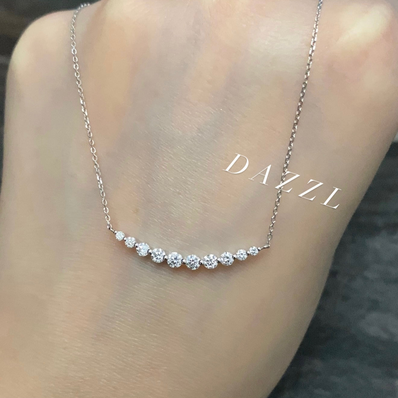 18K金培育鑽石微笑頸鏈￼