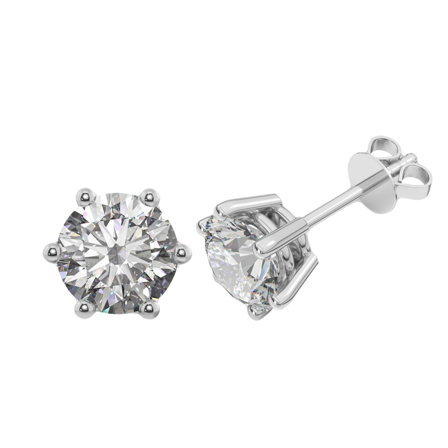 18K金高質培育鑽石耳釘 配18K金耳托