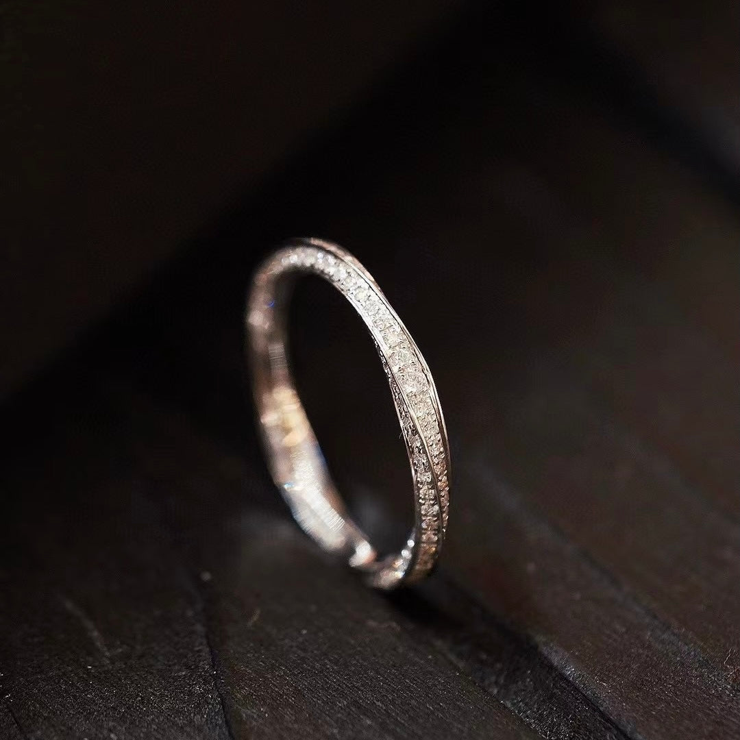 Möbius Natural Diamond Couple Rings in 18K White Gold