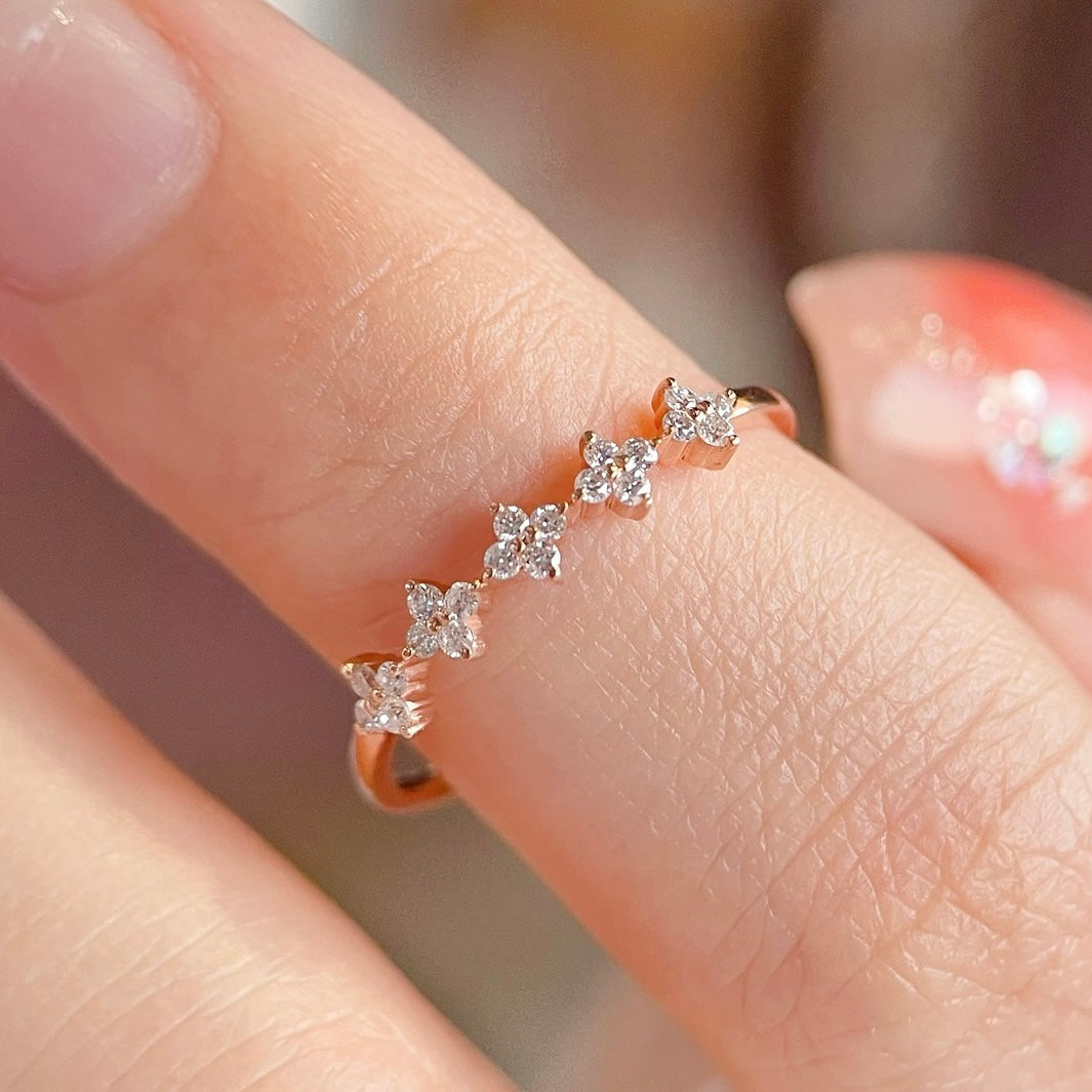 0.125ct Natural Diamond Starry Ring in 18K Rose Gold
