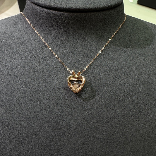Heart-Shaped Natural Diamond Necklace in 18K Rose Gold